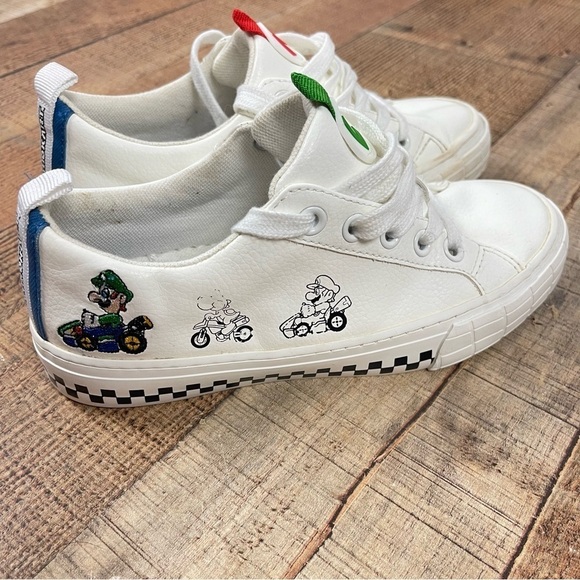 ZARA Nintendo Mario Kart Mario Luigi White Sneakers Kids Size 7 32 EUR Street - Picture 6 of 13